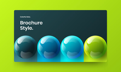 Trendy 3D balls landing page concept. Premium horizontal cover design vector layout.