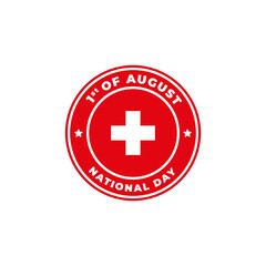 Switzerland Independence Day 1st of August Logo Badge for Label, Sign, Symbol, Stamp, Emblem, and Icon Vector Illustration