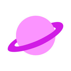 Pink saturn planet. Vector illustration on isolated backgound.