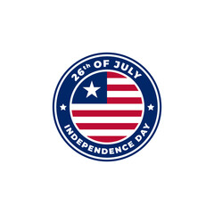 Liberia Independence Day 26th of July Logo Badge for Label, Sign, Symbol, Stamp, Emblem, and Icon Vector Illustration
