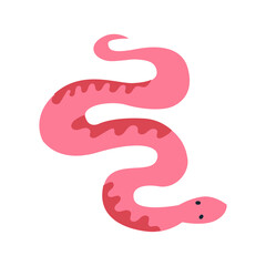 Wild pink snake in mystical, boho, magic, western style. Vector illustration on isolated background
