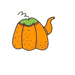 orange teapot pumpkin illustration