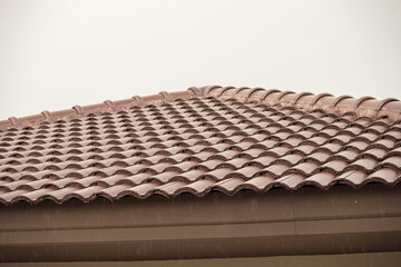 Ceramic roof tiles on the house