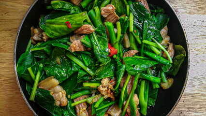 Thailand, Pork, Stir-Fried, Crunchy, Kale