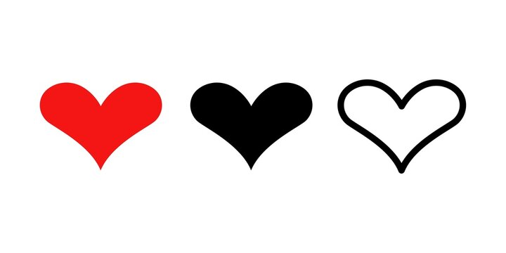 Hearts flat icons. Vector illustration. Heart symbol set. Simple heart shape vector illustration.