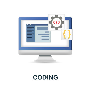 Coding icon in 3d. Colored illustration from creative package collection. Creative Coding icon for web design, templates, infographics and more