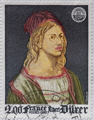 FRANCE - CIRCA 1980: a postage stamp from FRANCE, showing a the self portrait of the German...