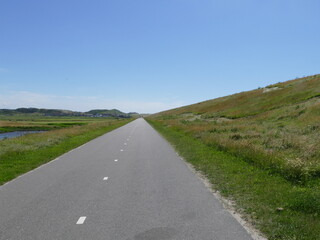 Road behind the dike near Petten, North Holland, Holland, Netherlands