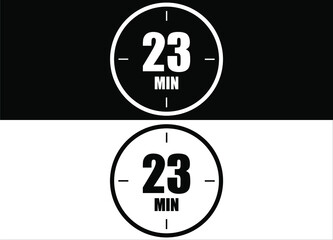 23 minutes. Set of white and black clock with appointment.