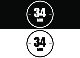 34 minutes. Set of white and black clock with appointment.