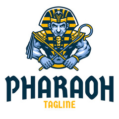 Fototapeta na wymiar Pharaoh Egyptian Ancient Warrior Sport Esport Logo