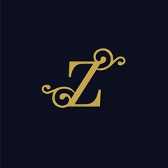 simple alphabet logo royal design golden concept with ornament