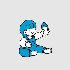 Cute Cartoon Happy Toddler boy. Vector illustration isolated on background.