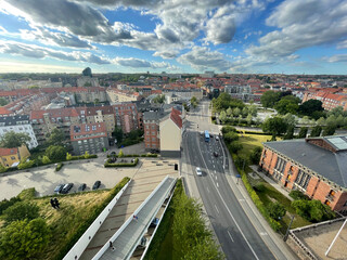 Aarhus, Denmark - 11. July 2022: people walking on the rainbow panorama of ARoS art museum at...