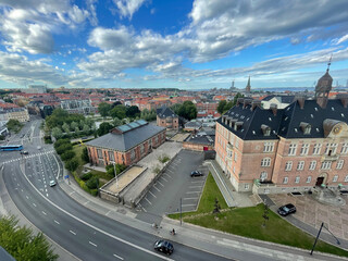 Aarhus, Denmark - 11. July 2022: people walking on the rainbow panorama of ARoS art museum at Aarhus on Denmark