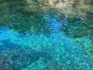 Beautiful sea turquoise water shiny background in paradise tropical lagoon. 