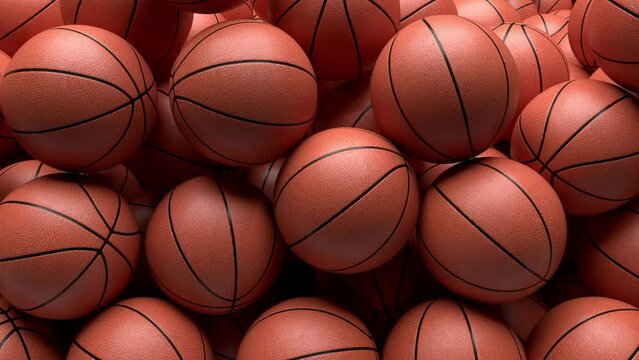 Lots of basketballs hit the screen and cover it, then fall down.