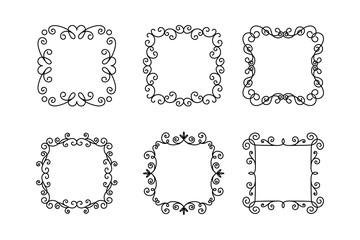 Vector Decorative Linear Frames Set. Vintage Frame Design Elements, Filigree, Decorative Borders, Page Decorations, Dividers Isolated in White