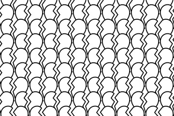 Seamless pattern completely filled with outlines of broken heart symbols. Elements are evenly spaced. Vector illustration on white background