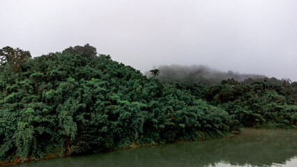 Aerial view of mist in Songkhla mountains