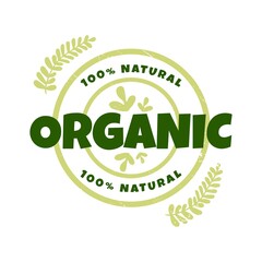 Organic natural calligraphy lettering Sticker. Eco friendly concept for Stickers, banners, label, cards, advertisements. Vector illustration.