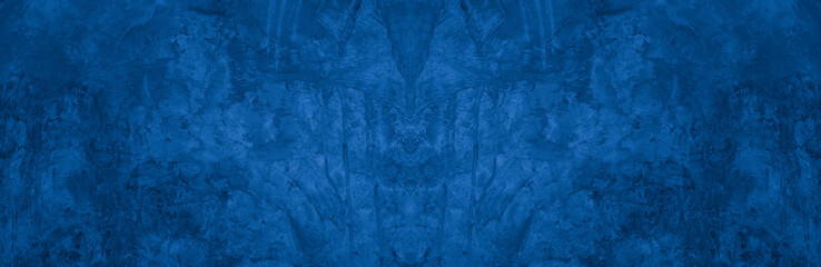 Old wall pattern texture cement blue dark abstract  blue color design are light with black gradient background.