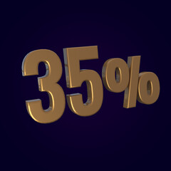 35 thirty five golden percent discount off 3d render offer special sells tag golden 3d text
