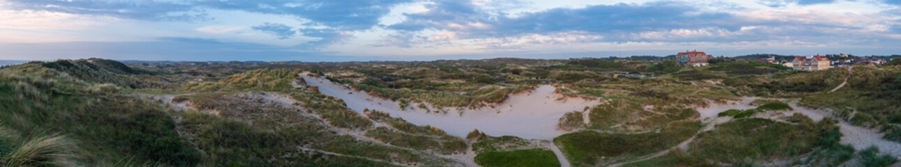 Fototapeta na wymiar View of the nature reserve of the dunes of Egmond aan Zee/Netherlands in the evening