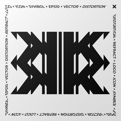 Minimal element with refraction and distortion effect. Abstract sign, a symbol for a promotional poster, music poster, sale banner, brochure, or logo for your brand. Eps10 vector.