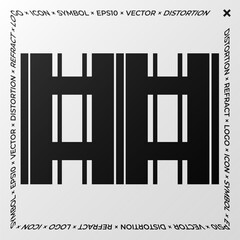 Minimal element with refraction and distortion effect. Abstract sign, a symbol for a promotional poster, music poster, sale banner, brochure, or logo for your brand. Eps10 vector.