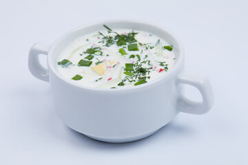 cold soup on white background