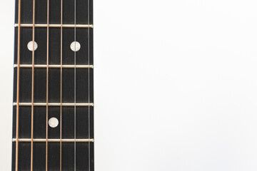 Classic shape western acoustic guitar isolated white background with clipping path. Musical instruments shop or learning school concept