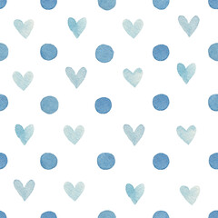 blue hearts valentines day love cute watercolor seamless pattern illustration