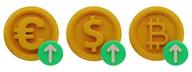 money finance icon set 3d rendering on isolated background