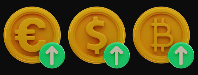 money finance icon set 3d rendering on isolated background