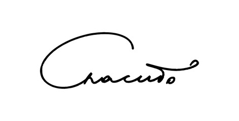 Russian word thank you written in a free hand. The handwriting is black on white. Vector illustration of gratitude isolated.