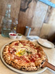 pizza on a table