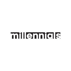 text millennials design vector on white background.