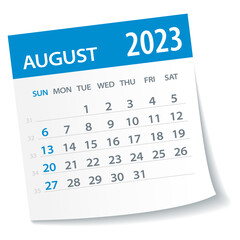August 2023 Calendar Leaf - Vector Illustration - obrazy, fototapety, plakaty