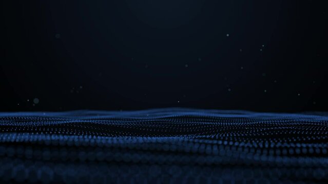 Abstract digital particle wave and lights background ,technology and futuristic concept, Digital technology, Social network connections, Animation digital data cyber or technology background concept.