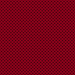 Seamless Pattern of Tiny Black Hearts on Red Background