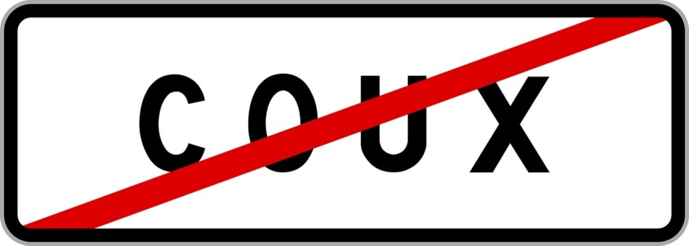 Panneau sortie ville agglom&eacute;ration Coux / Town exit sign Coux