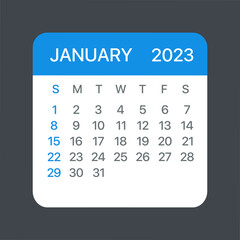 January 2023 Calendar Leaf - Vector template graphic Illustration