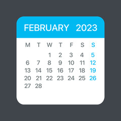 February 2023 Calendar Leaf - Vector template graphic Illustration