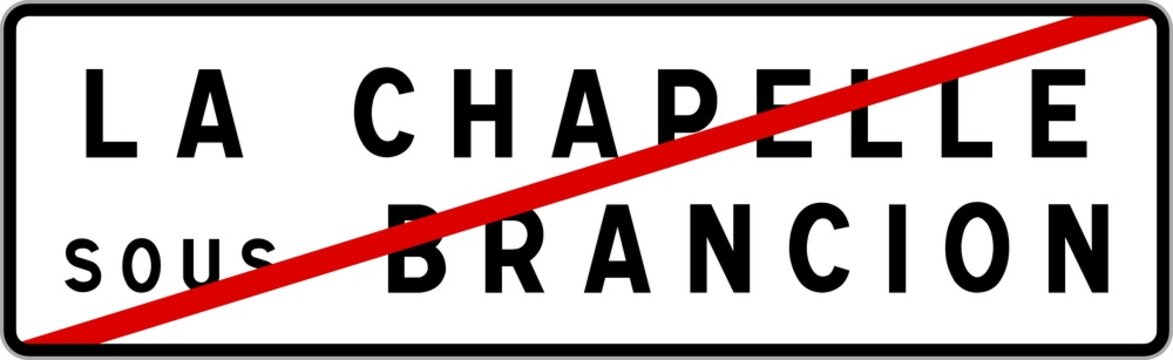 Panneau sortie ville agglom&eacute;ration La Chapelle-sous-Brancion / Town exit sign La Chapelle-sous-Brancion