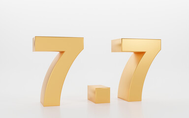 3D Rendering Golden 7.7 Flash sale shopping day isolated on white background. use for Banner templete design for social media promotions, celebrate, discount, Sale for the month of June. 