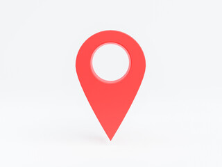 Fototapeta premium 3D Red pointer pins isolated on white background. Check in location on map icon, 3D rendering. 