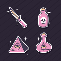 four flat pink tattoos doodles