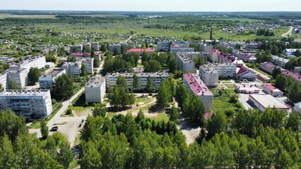  Summer photo of a green village from quadrocopter