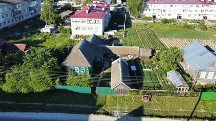  Summer photo of a green village from quadrocopter